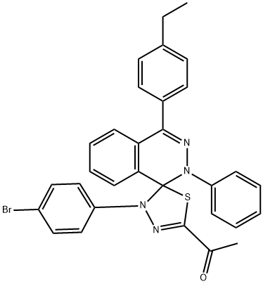 1-[4-(4-bromophenyl)-4'-(4-ethylphenyl)-2'-phenylspiro[1,3,4-thiadiazole-5,1'-phthalazine]-2-yl]ethanone Structure