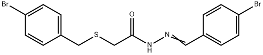 N-[(E)-(4-bromophenyl)methylideneamino]-2-[(4-bromophenyl)methylsulfanyl]acetamide 구조식 이미지