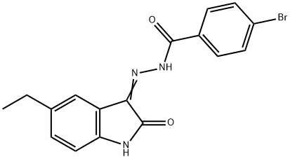 4-bromo-N'-(5-ethyl-2-oxoindol-3-yl)benzohydrazide 구조식 이미지