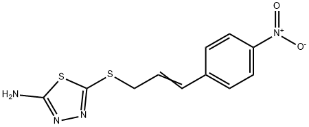 5-[(E)-3-(4-nitrophenyl)prop-2-enyl]sulfanyl-1,3,4-thiadiazol-2-amine 구조식 이미지