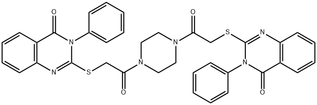 2-[2-oxo-2-[4-[2-(4-oxo-3-phenylquinazolin-2-yl)sulfanylacetyl]piperazin-1-yl]ethyl]sulfanyl-3-phenylquinazolin-4-one 구조식 이미지