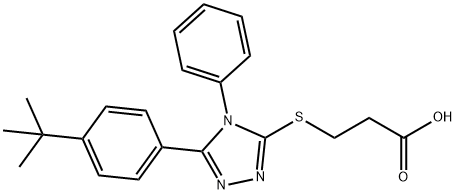 3-[[5-(4-tert-butylphenyl)-4-phenyl-1,2,4-triazol-3-yl]sulfanyl]propanoic acid 구조식 이미지