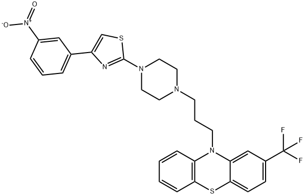 10-[3-[4-[4-(3-nitrophenyl)-1,3-thiazol-2-yl]piperazin-1-yl]propyl]-2-(trifluoromethyl)phenothiazine Structure