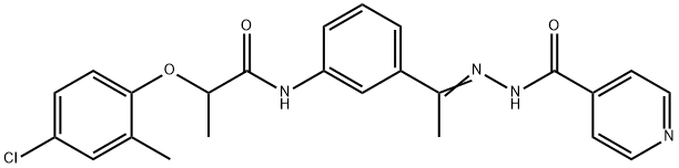 N-[(E)-1-[3-[2-(4-chloro-2-methylphenoxy)propanoylamino]phenyl]ethylideneamino]pyridine-4-carboxamide 구조식 이미지