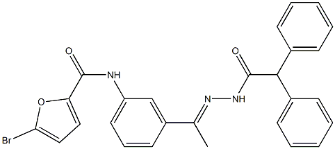 5-bromo-N-[3-[(E)-N-[(2,2-diphenylacetyl)amino]-C-methylcarbonimidoyl]phenyl]furan-2-carboxamide 구조식 이미지