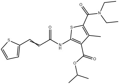 propan-2-yl 5-(diethylcarbamoyl)-4-methyl-2-[[(E)-3-thiophen-2-ylprop-2-enoyl]amino]thiophene-3-carboxylate 구조식 이미지