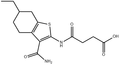 4-[(3-carbamoyl-6-ethyl-4,5,6,7-tetrahydro-1-benzothiophen-2-yl)amino]-4-oxobutanoic acid 구조식 이미지