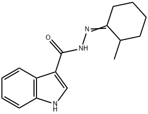 N-[(E)-(2-methylcyclohexylidene)amino]-1H-indole-3-carboxamide 구조식 이미지