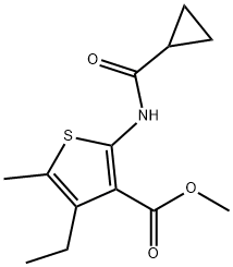 methyl 2-(cyclopropanecarbonylamino)-4-ethyl-5-methylthiophene-3-carboxylate Structure