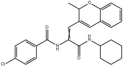 4-chloro-N-[(Z)-3-(cyclohexylamino)-1-(2-methyl-2H-chromen-3-yl)-3-oxoprop-1-en-2-yl]benzamide Structure