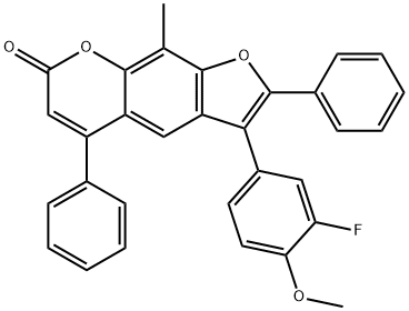 3-(3-fluoro-4-methoxyphenyl)-9-methyl-2,5-diphenylfuro[3,2-g]chromen-7-one Structure