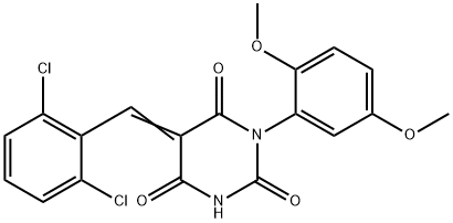 (5Z)-5-[(2,6-dichlorophenyl)methylidene]-1-(2,5-dimethoxyphenyl)-1,3-diazinane-2,4,6-trione Structure
