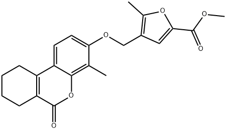 methyl 5-methyl-4-[(4-methyl-6-oxo-7,8,9,10-tetrahydrobenzo[c]chromen-3-yl)oxymethyl]furan-2-carboxylate 구조식 이미지