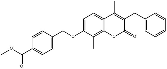 methyl 4-[(3-benzyl-4,8-dimethyl-2-oxochromen-7-yl)oxymethyl]benzoate Structure