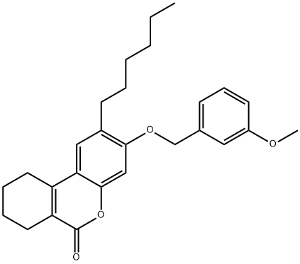 2-hexyl-3-[(3-methoxyphenyl)methoxy]-7,8,9,10-tetrahydrobenzo[c]chromen-6-one Structure