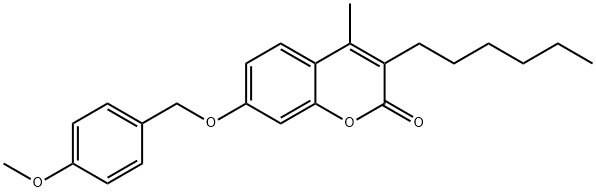 3-hexyl-7-[(4-methoxyphenyl)methoxy]-4-methylchromen-2-one 구조식 이미지