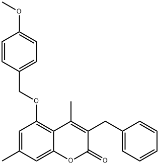 3-benzyl-5-[(4-methoxyphenyl)methoxy]-4,7-dimethylchromen-2-one 구조식 이미지