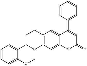 6-ethyl-7-[(2-methoxyphenyl)methoxy]-4-phenylchromen-2-one Structure