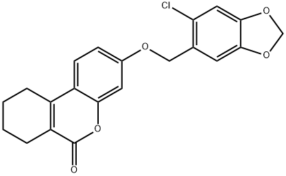 3-[(6-chloro-1,3-benzodioxol-5-yl)methoxy]-7,8,9,10-tetrahydrobenzo[c]chromen-6-one Structure