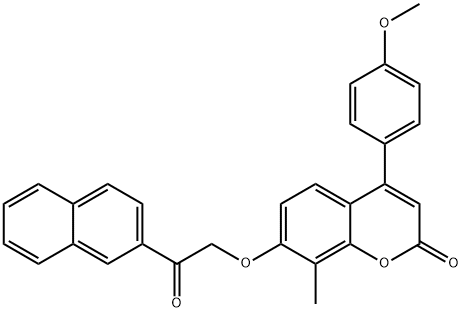 4-(4-methoxyphenyl)-8-methyl-7-(2-naphthalen-2-yl-2-oxoethoxy)chromen-2-one Structure