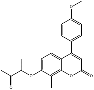 4-(4-methoxyphenyl)-8-methyl-7-(3-oxobutan-2-yloxy)chromen-2-one 구조식 이미지