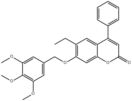 6-ethyl-4-phenyl-7-[(3,4,5-trimethoxyphenyl)methoxy]chromen-2-one Structure