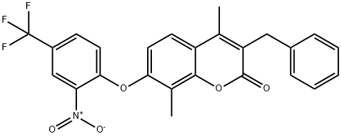 3-benzyl-4,8-dimethyl-7-[2-nitro-4-(trifluoromethyl)phenoxy]chromen-2-one Structure