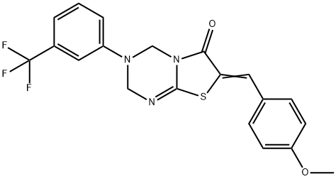 (7E)-7-[(4-methoxyphenyl)methylidene]-3-[3-(trifluoromethyl)phenyl]-2,4-dihydro-[1,3]thiazolo[3,2-a][1,3,5]triazin-6-one Structure