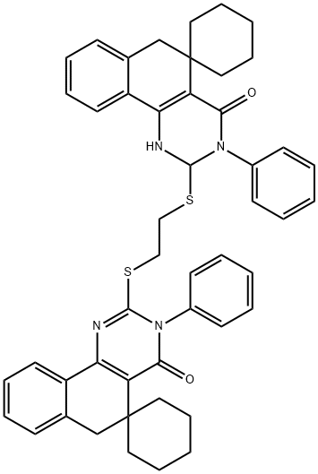 2-[2-(4-oxo-3-phenylspiro[6H-benzo[h]quinazoline-5,1'-cyclohexane]-2-yl)sulfanylethylsulfanyl]-3-phenylspiro[6H-benzo[h]quinazoline-5,1'-cyclohexane]-4-one Structure