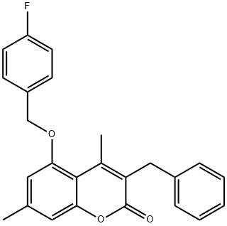 3-benzyl-5-[(4-fluorophenyl)methoxy]-4,7-dimethylchromen-2-one Structure