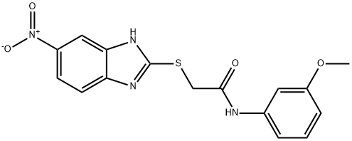 N-(3-methoxyphenyl)-2-[(6-nitro-1H-benzimidazol-2-yl)sulfanyl]acetamide 구조식 이미지