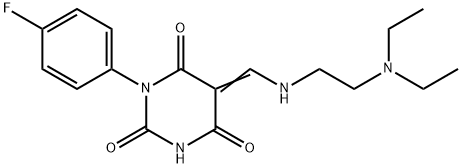 (5Z)-5-[[2-(diethylamino)ethylamino]methylidene]-1-(4-fluorophenyl)-1,3-diazinane-2,4,6-trione Structure