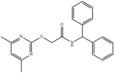 N-benzhydryl-2-(4,6-dimethylpyrimidin-2-yl)sulfanylacetamide 구조식 이미지