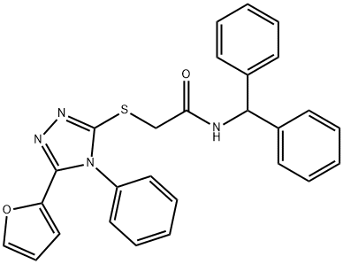 N-benzhydryl-2-[[5-(furan-2-yl)-4-phenyl-1,2,4-triazol-3-yl]sulfanyl]acetamide 구조식 이미지