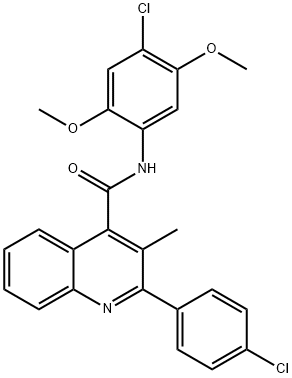 N-(4-chloro-2,5-dimethoxyphenyl)-2-(4-chlorophenyl)-3-methylquinoline-4-carboxamide 구조식 이미지