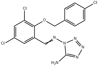 1-[(E)-[3,5-dichloro-2-[(4-chlorophenyl)methoxy]phenyl]methylideneamino]tetrazol-5-amine Structure