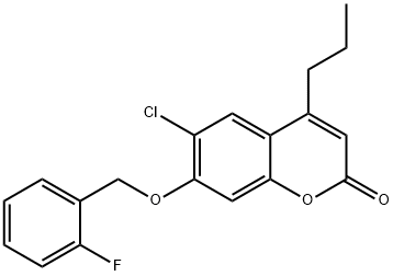 6-chloro-7-[(2-fluorophenyl)methoxy]-4-propylchromen-2-one 구조식 이미지