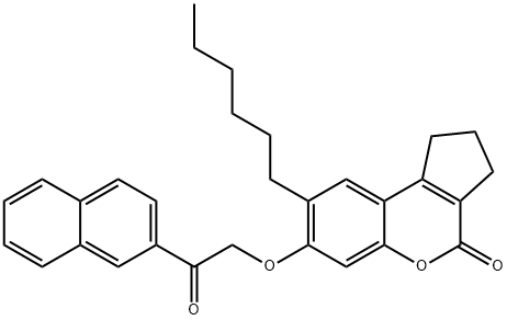 8-hexyl-7-(2-naphthalen-2-yl-2-oxoethoxy)-2,3-dihydro-1H-cyclopenta[c]chromen-4-one 구조식 이미지