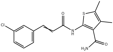 2-[[(E)-3-(3-chlorophenyl)prop-2-enoyl]amino]-4,5-dimethylthiophene-3-carboxamide 구조식 이미지