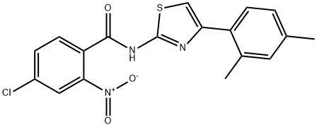 4-chloro-N-[4-(2,4-dimethylphenyl)-1,3-thiazol-2-yl]-2-nitrobenzamide Structure