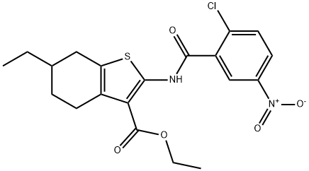 ethyl 2-[(2-chloro-5-nitrobenzoyl)amino]-6-ethyl-4,5,6,7-tetrahydro-1-benzothiophene-3-carboxylate 구조식 이미지