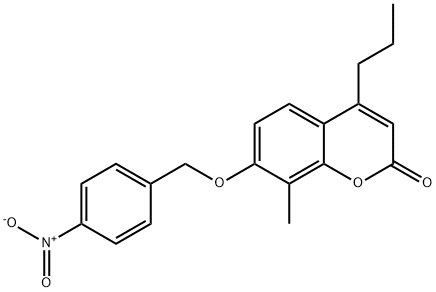 8-methyl-7-[(4-nitrophenyl)methoxy]-4-propylchromen-2-one Structure