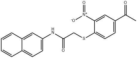 2-(4-acetyl-2-nitrophenyl)sulfanyl-N-naphthalen-2-ylacetamide 구조식 이미지