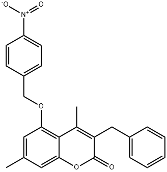 3-benzyl-4,7-dimethyl-5-[(4-nitrophenyl)methoxy]chromen-2-one 구조식 이미지