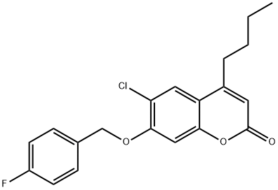 4-butyl-6-chloro-7-[(4-fluorophenyl)methoxy]chromen-2-one 구조식 이미지