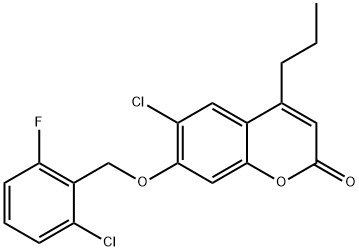 6-chloro-7-[(2-chloro-6-fluorophenyl)methoxy]-4-propylchromen-2-one 구조식 이미지
