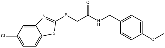 2-[(5-chloro-1,3-benzothiazol-2-yl)sulfanyl]-N-[(4-methoxyphenyl)methyl]acetamide 구조식 이미지