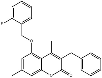 3-benzyl-5-[(2-fluorophenyl)methoxy]-4,7-dimethylchromen-2-one 구조식 이미지