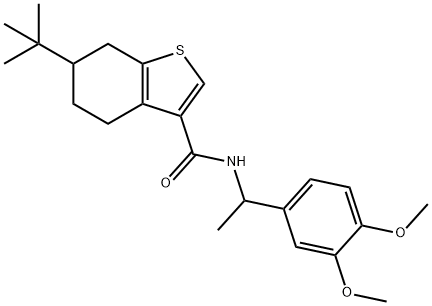 6-tert-butyl-N-[1-(3,4-dimethoxyphenyl)ethyl]-4,5,6,7-tetrahydro-1-benzothiophene-3-carboxamide 구조식 이미지