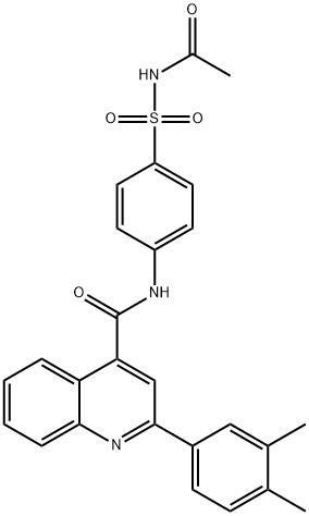 N-[4-(acetylsulfamoyl)phenyl]-2-(3,4-dimethylphenyl)quinoline-4-carboxamide 구조식 이미지